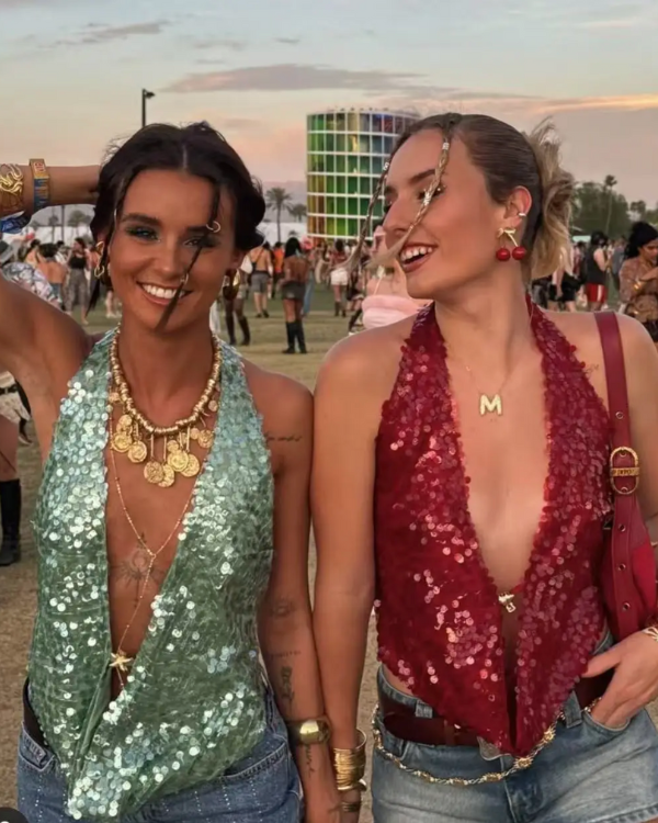 Festival und Party Glitzer Pailletten Top 