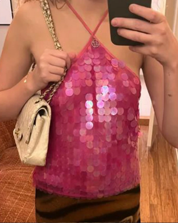 Glitzerndes Oberteil in Pink für Damen