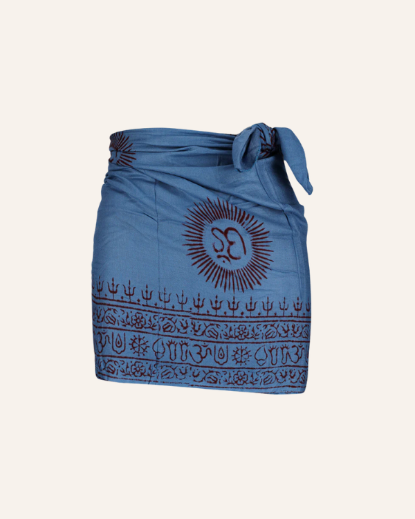 Blauer Pareo Sarong mit Om Zeichen und indischen Sanskrit 