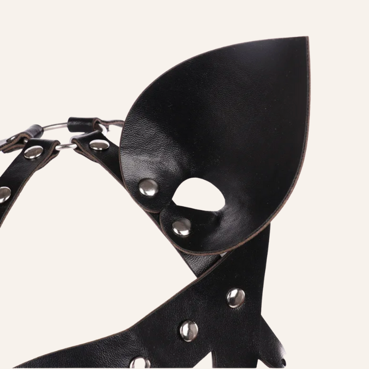 Halloween Catwoman Maske schwarz Lederoptik