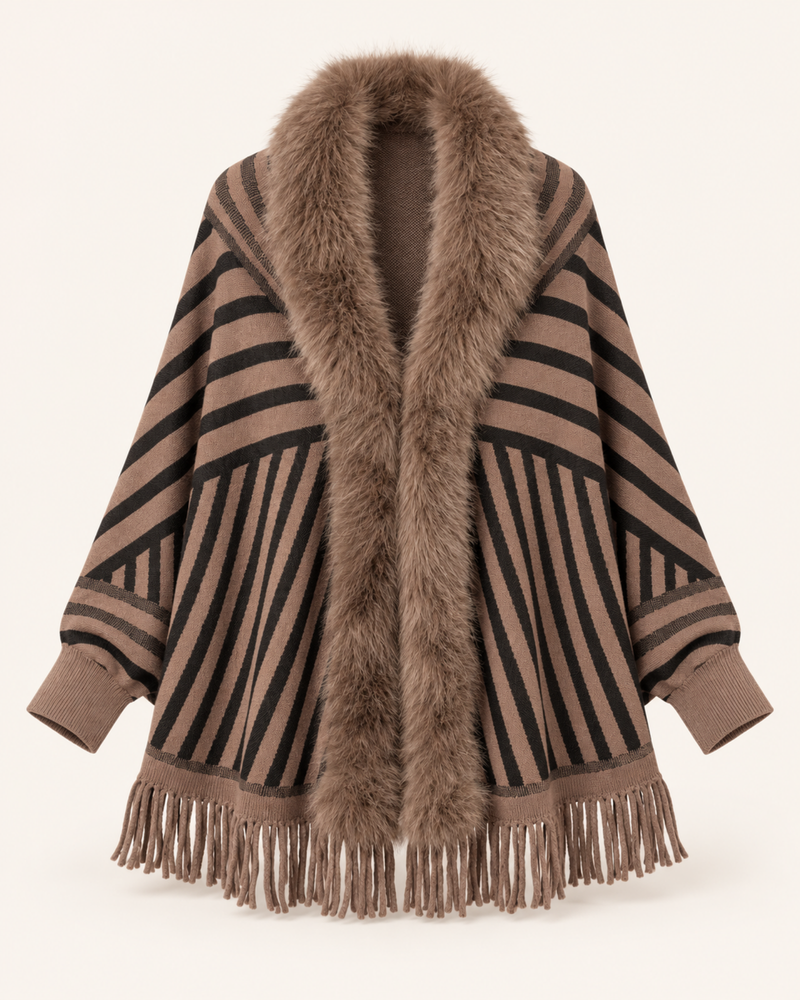 Chalet Chic Cape mit voluminösem Kragen und lockerem Fall