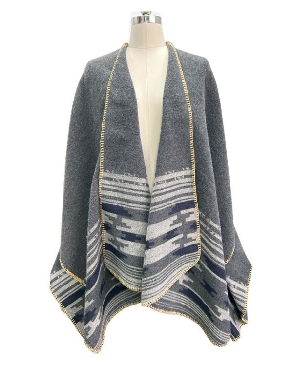 OKSakady Damen Poncho Cape - Reversibler Oversized Schal Mit Wickel-Funktion