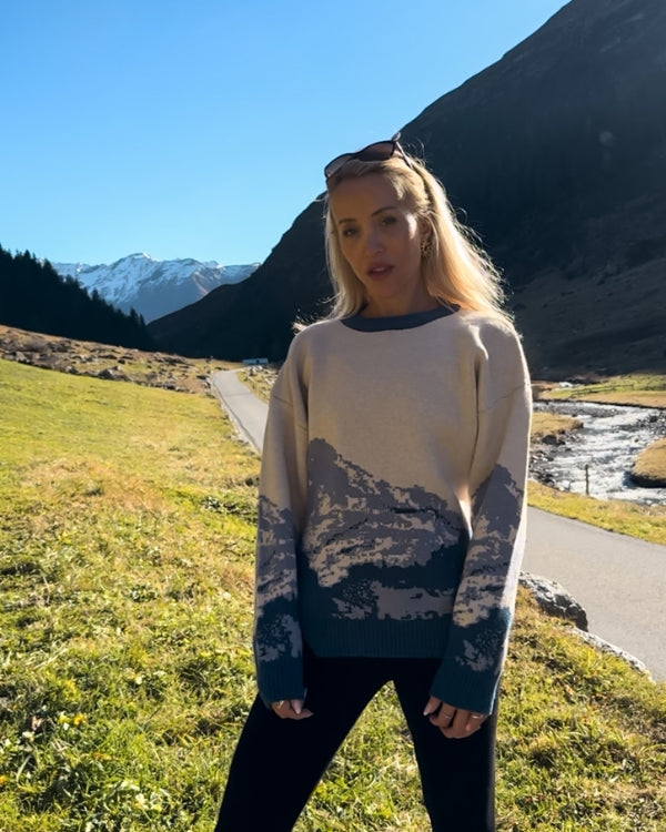 Unisex Berg Pullover für Sie und Ihn - Kuscheliger Strickpullover mit Berg Motiven