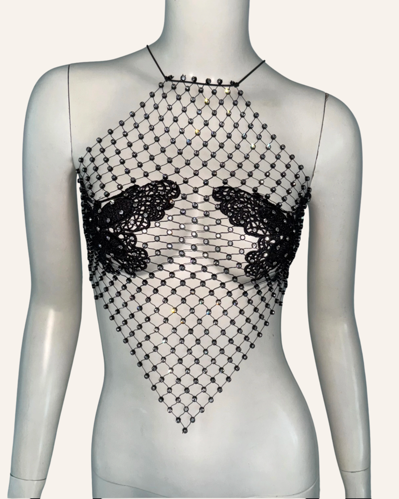Rhinestone Festival Outfit Damen | Club Top mit Rhinestones