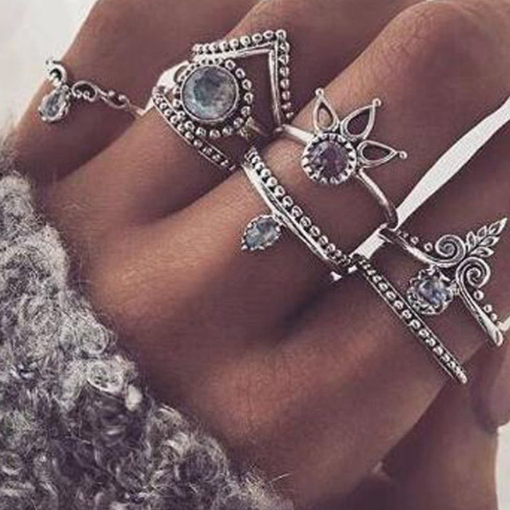 Silberne Modeschmuck Fingerringe Ringe mit Mineralsteinen 