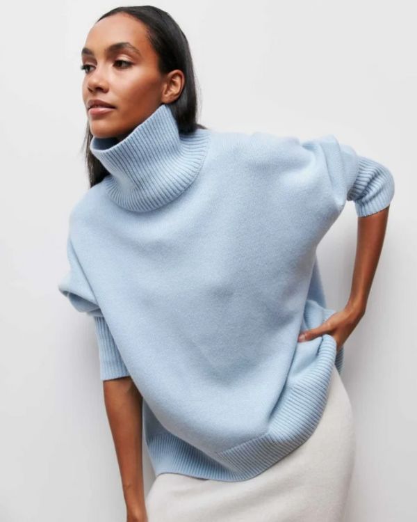 Hellblauer Rollkragen Pullover Damen - Hochwertiger Pullover online bestellen