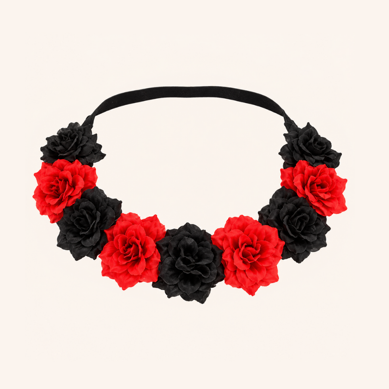 Eternal Bloom Rosenkranz mit roten und schwarzen Rosen