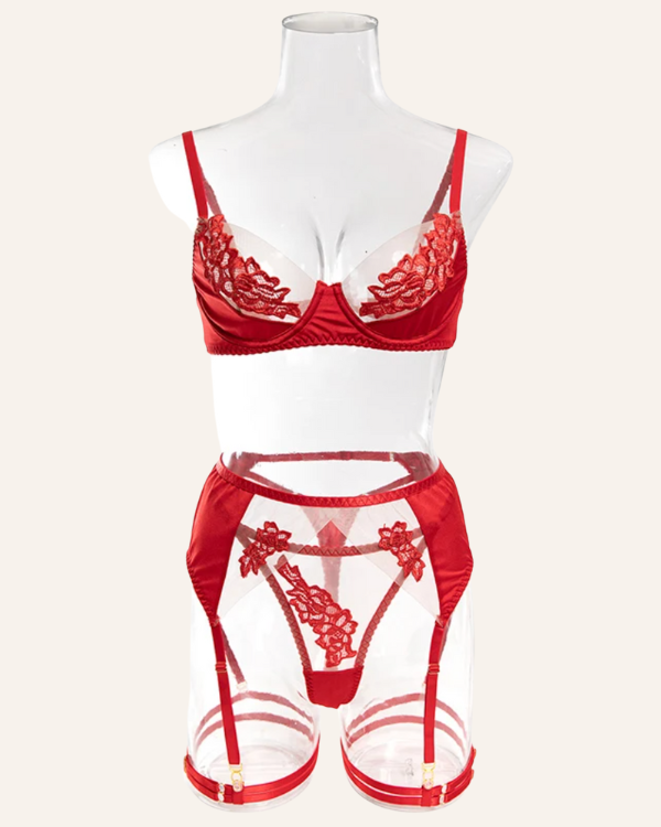 Damen Reizwäsche rot mit Satin 