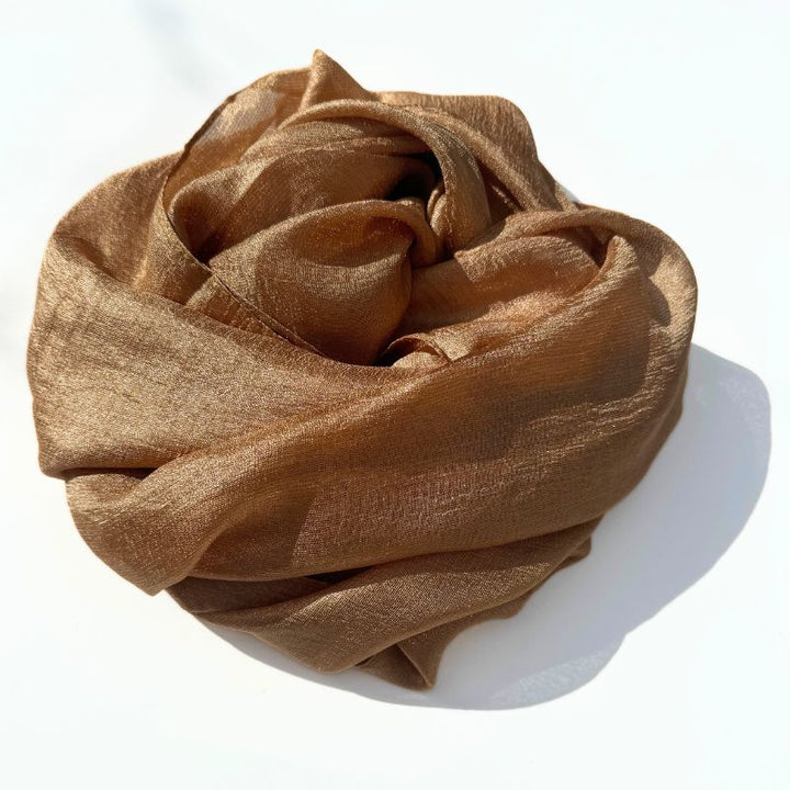 Grosses multifunktionales Tuch Schal in gold braun - Seiden Ähnlicher leichter Schal Foulard 