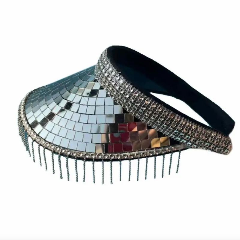 Disco Visor Sonnenhut mit Glitzer Discokugel Effekt 
