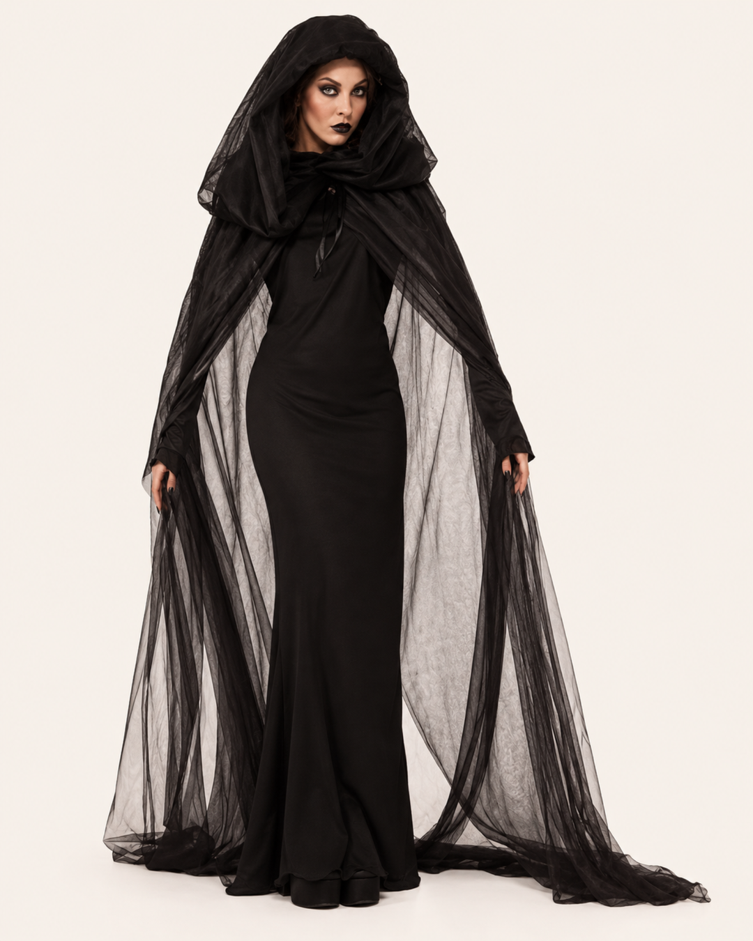 Schwarzes Umhang Kleid Shadow Queen