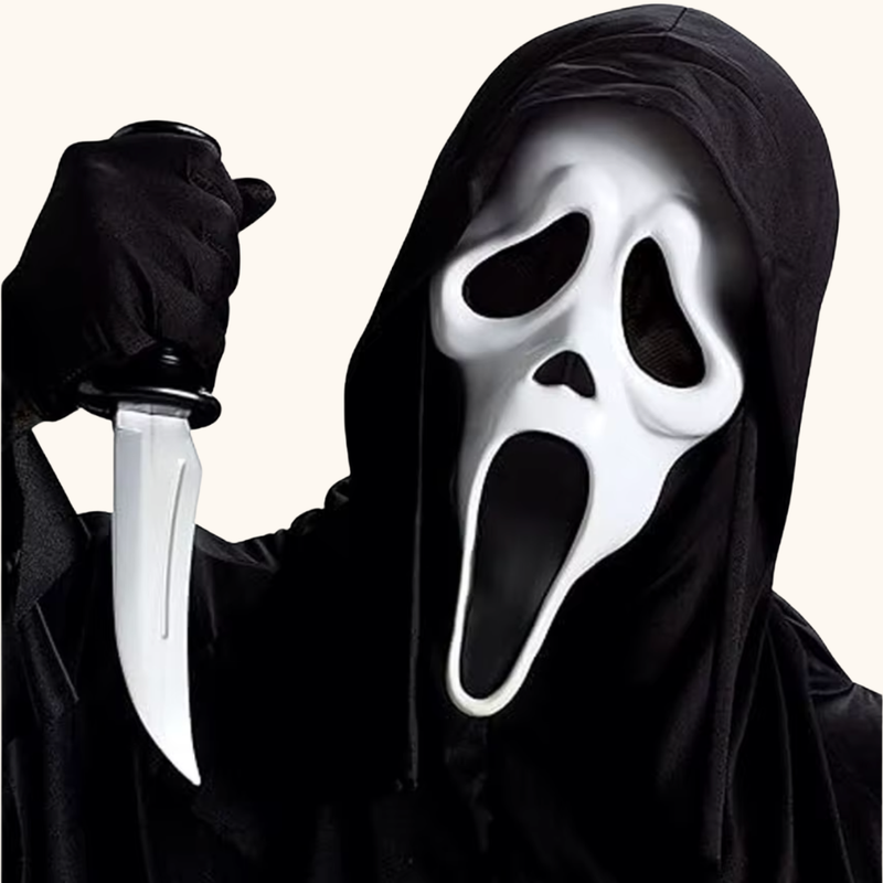 Scream Maske mit Umhang – Halloween Geistermaske