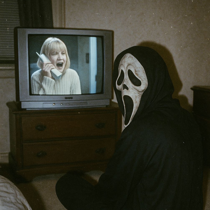 Scream Maske mit Umhang – Halloween Geistermaske