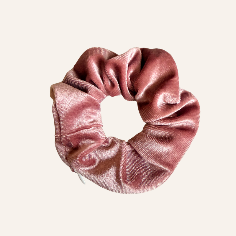 Altrosa Samt Velvet Scrunchies mit Reissverschluss 
