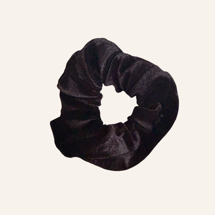 schwarzes Samt Scrunchie Haargummi mit Reissverschluss 