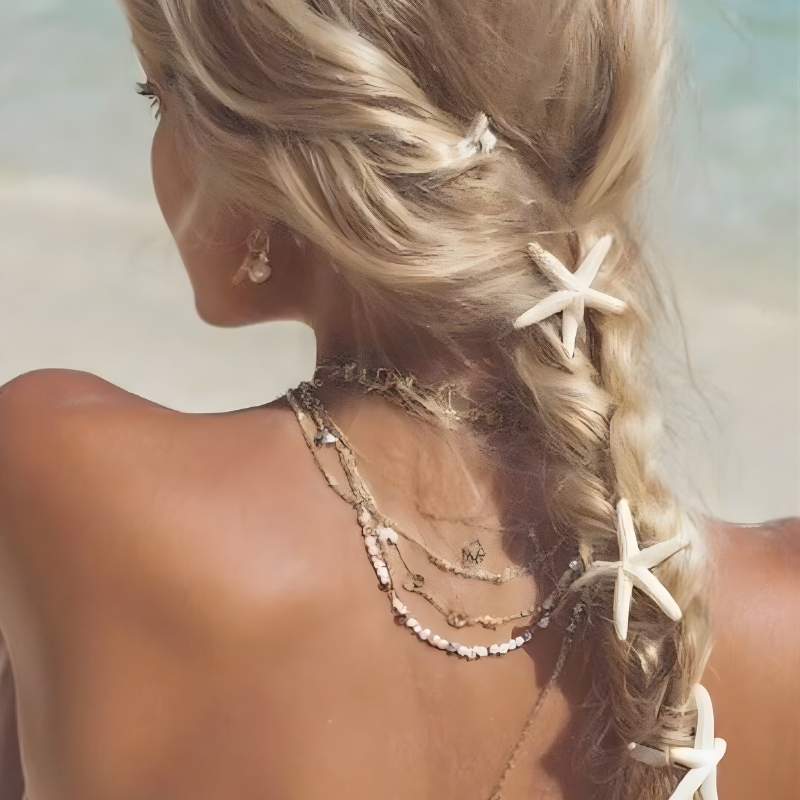 Stylische Seestern Haarclips Boho Fashion Detailfoto