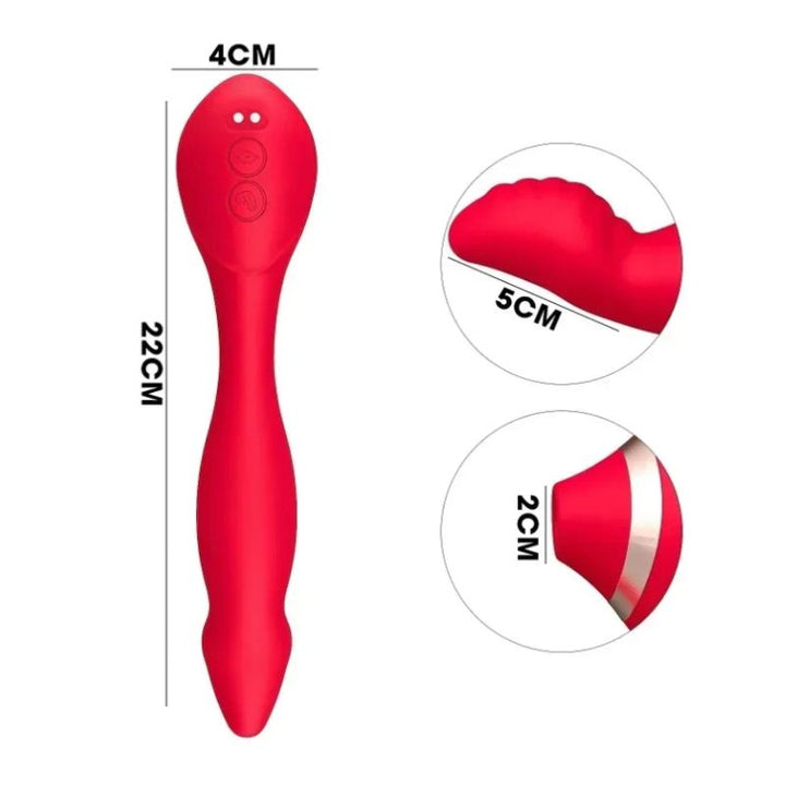 rotes Sexspielzeug Sex Toy mit Klitoris Sauger und Vibrator - Doppeltes Pures erotisches  Erlebnis 