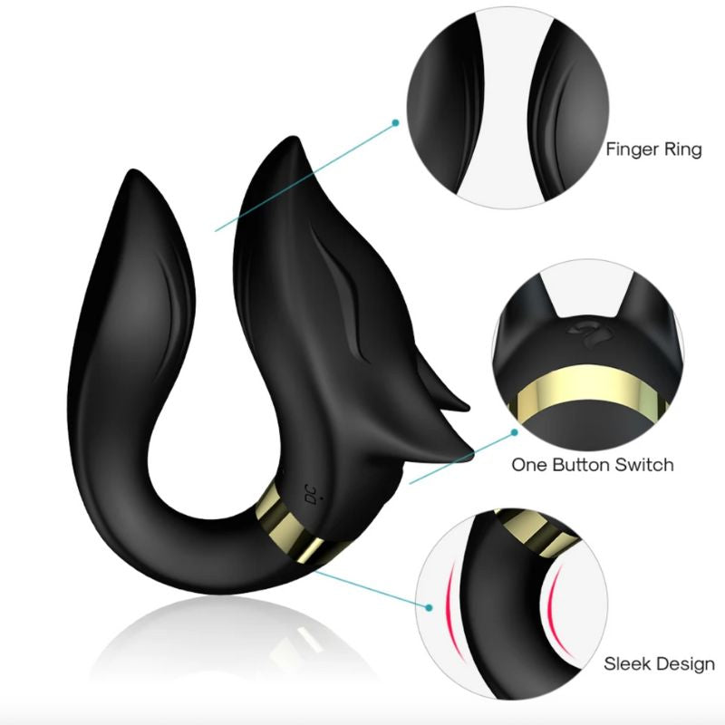 schwarzer Fuchs Vibrator Sexspielzeug für Paare - G-Punkt Spielzeug mit Fuchs Gesicht 