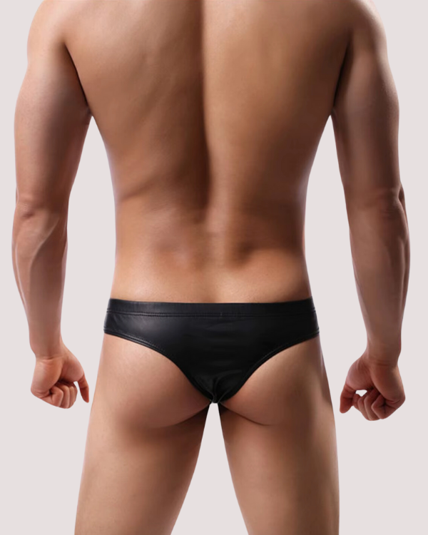Herren Tanga Dessous in schwarz im Kunstleder Look 