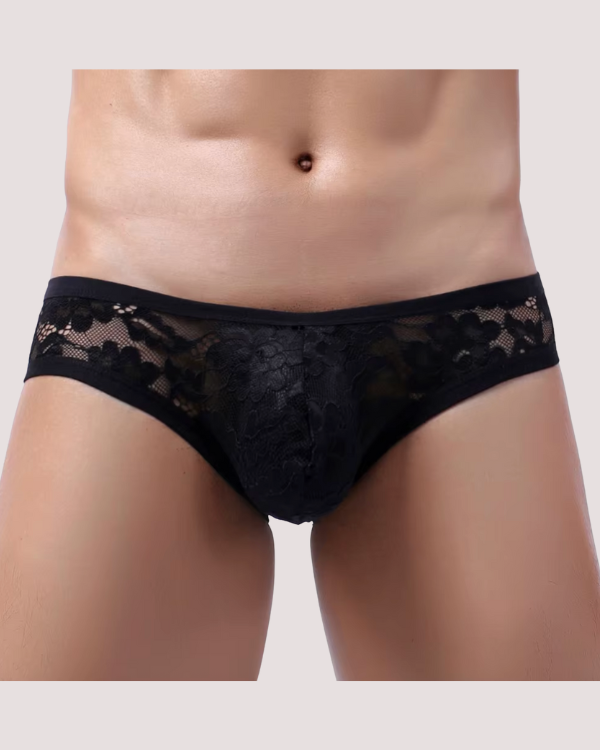 schwarze Spitzen Herren Unterhose Reizwäsche für Männer 