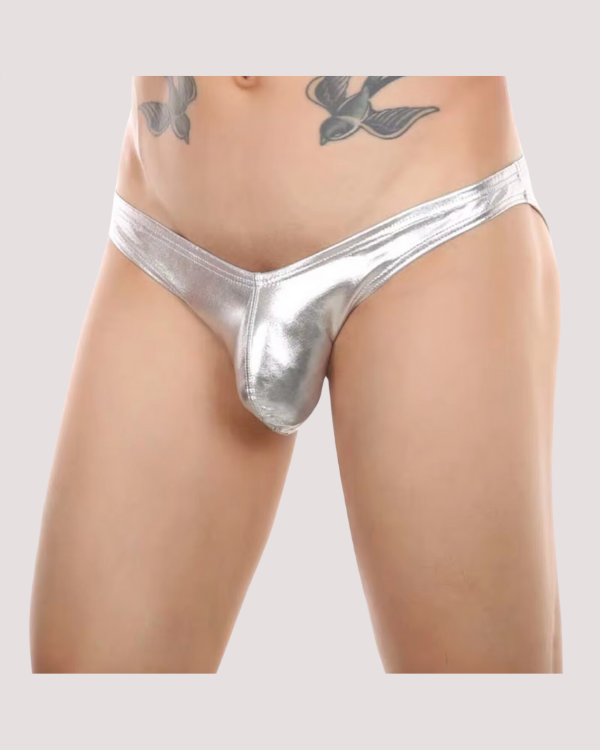 heisser Herren String Tanga in silver Glanz Look