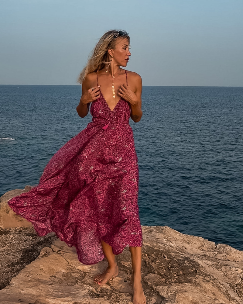 Boho Kleid Pink für Strand, Ferien und Festival Looks