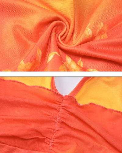 Orange Gelbes Sommerkleid Rückenfrei 