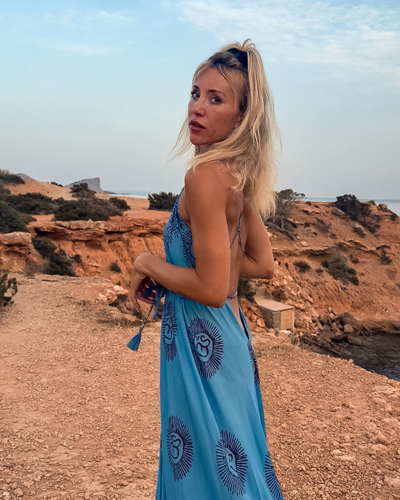 Blaues OM Kleid Ibiza Damen