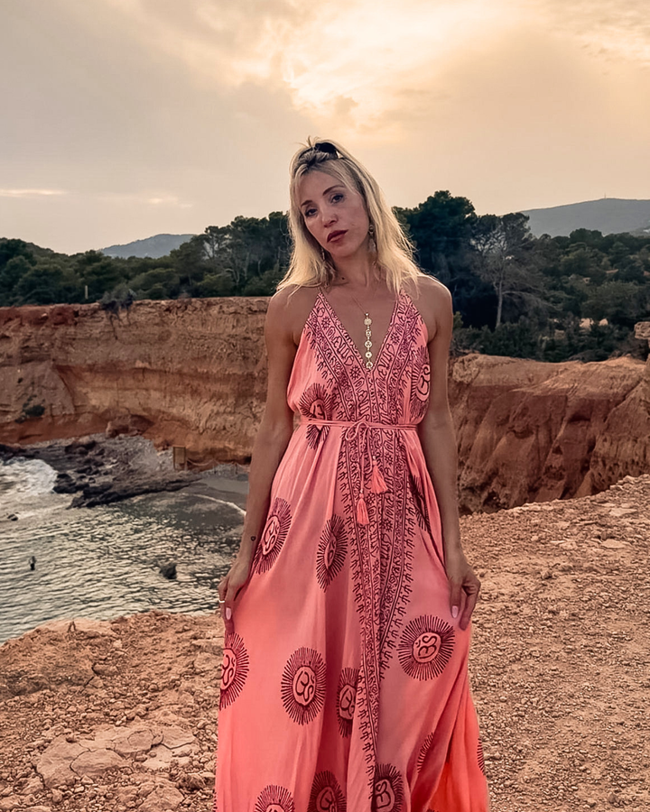 Maxikleid mit OM Muster | Bohochic Kleid 