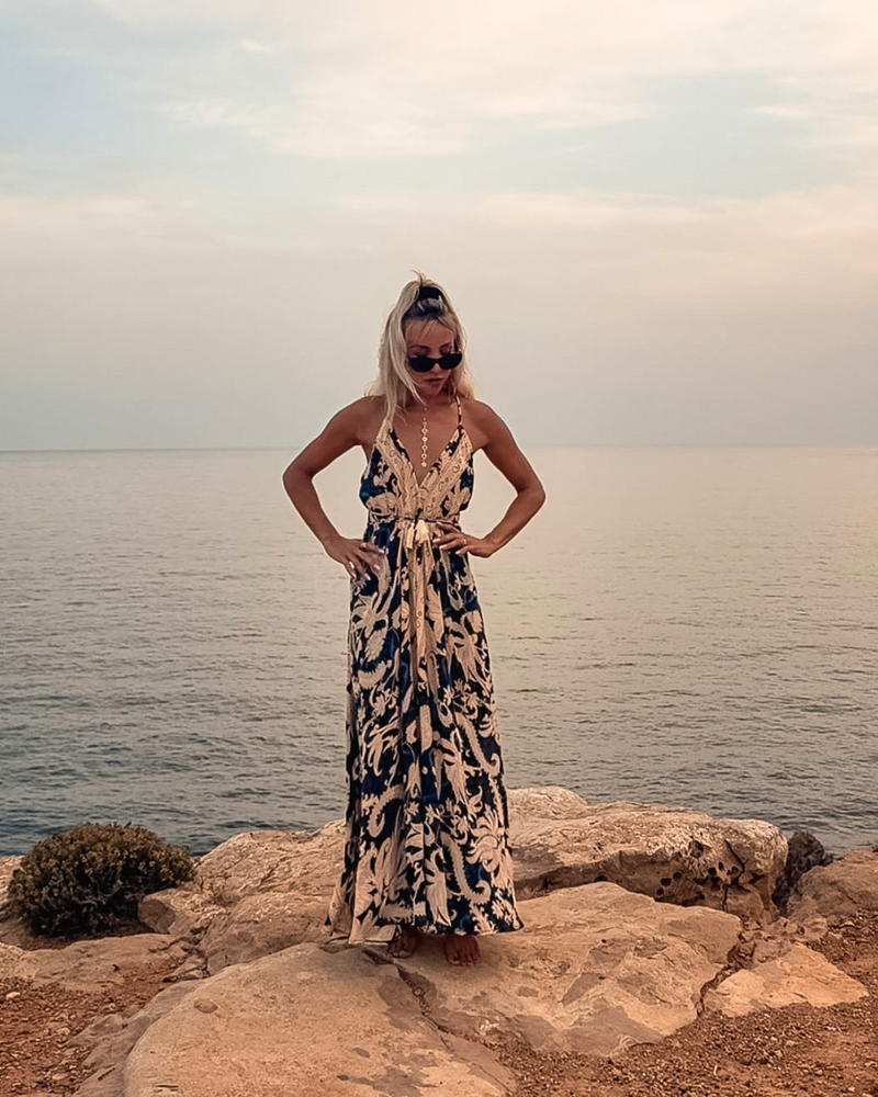 Ibiza Maxikleid Damen lang | Boho Chic Sommerkleid 