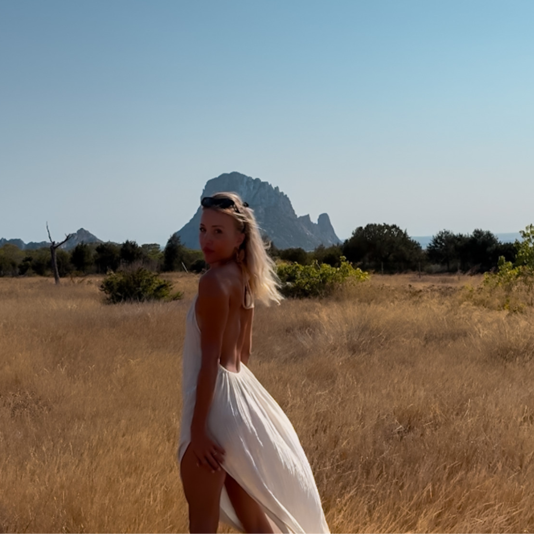 lange Damen Strandkleider Sommerkleider aus Baumwolle - Rückenfreies Kleid 