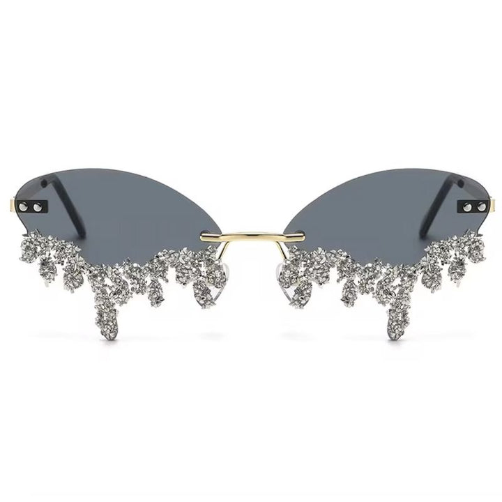 Sonnenbrille mit schwarzen Gläsern und Glitzer Drip Effekt - Stillvolle Party Festival Sonnenbrille 