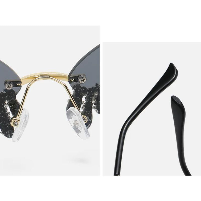 schwarze Designer Schmetterling Sonnenbrille - Party Accessoires 
