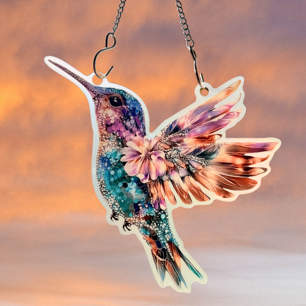 Lichtfänger Kolibri Rosa Blau | Sonnenfänger Fensterdeko