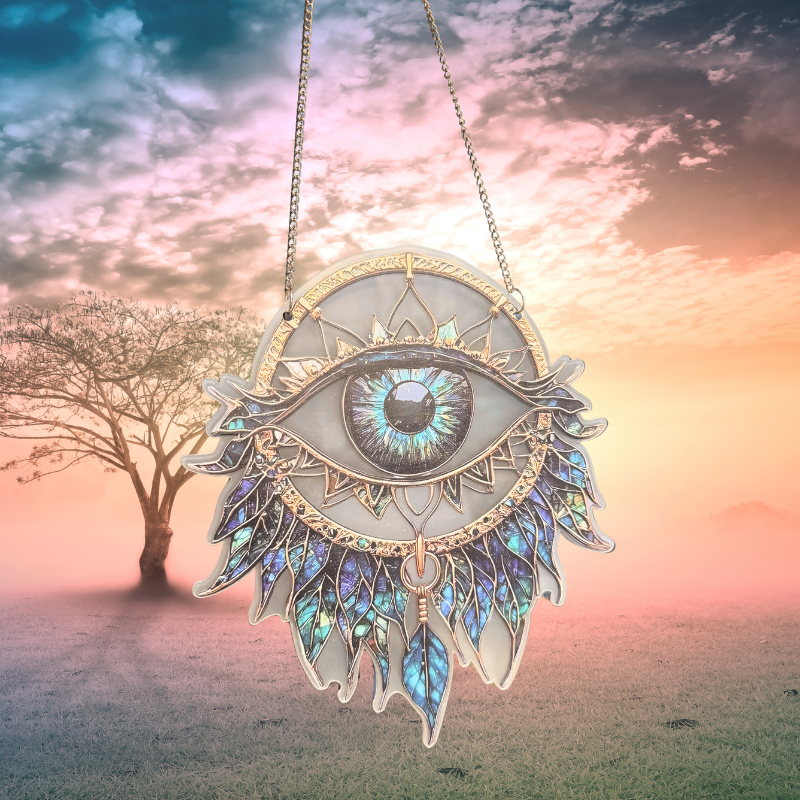 Drittes Auge Sonnenfänger | Federn, Drittes Auge Spiritueller Suncatcher