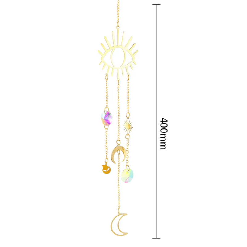 Goldener Fensterhänger Boho Style Cosmic Eye | Magischer Suncatcher