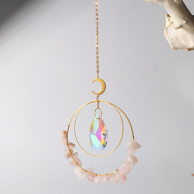 Zwei-Kreis Suncatcher mit funkelnden Edelsteinen und zauberhaftem Kristallstein