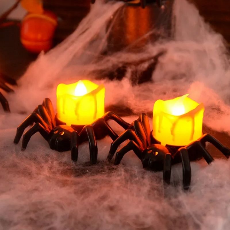 Halloween Tischlampe in Form einer Spinne mit Kerzen-Design