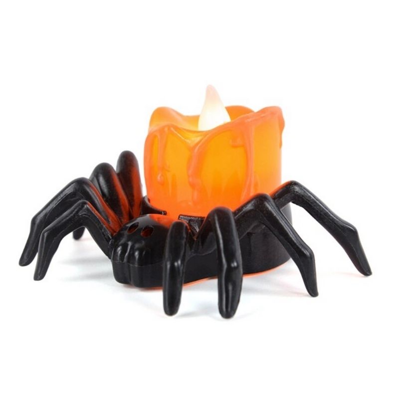 LED Tischlampe in Spinne-Form mit Kerzenillusion