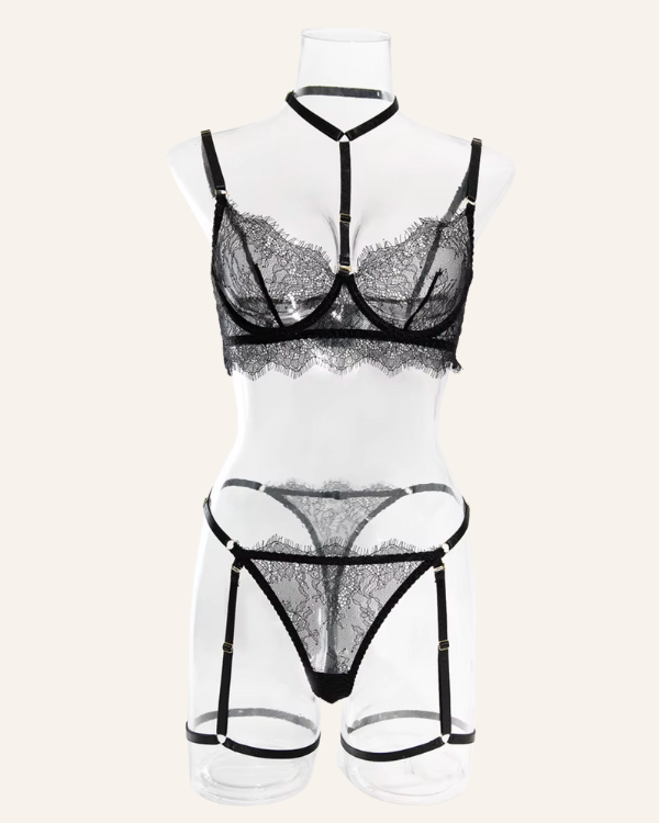 Lingerie-Set mit Spitze und Beinschlaufen für Damen