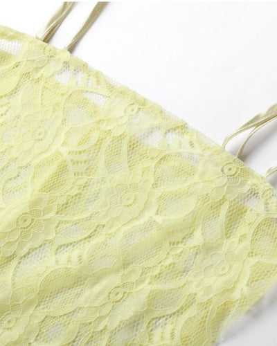 Spitzen Stoff Kleid in hellgelb 