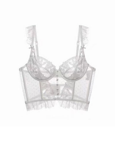 weisses erotischer Blumenprint Floral Spitzen Crop Top 