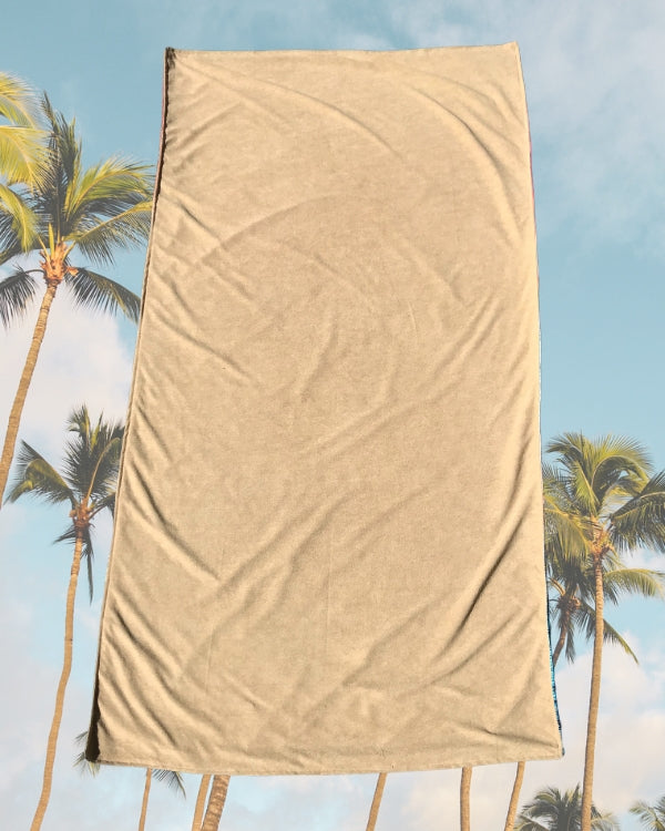 Frottee Mikrofaser Strandtuch Badetuch Rückseite in beige 