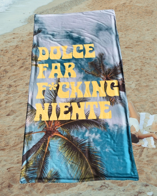 Dolce far F*cking niente Badetuch Strandtuch mit Palmen Motiven 
