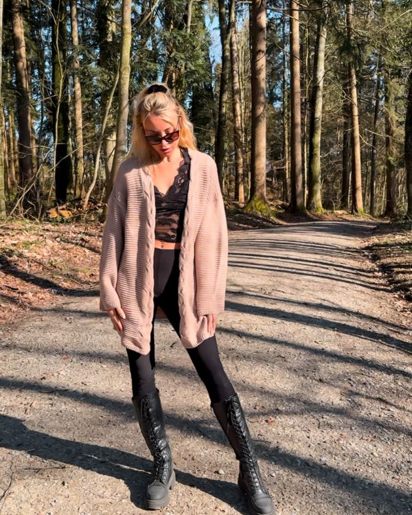 Altrosa super weiche Damen Strickjacke Halblang 