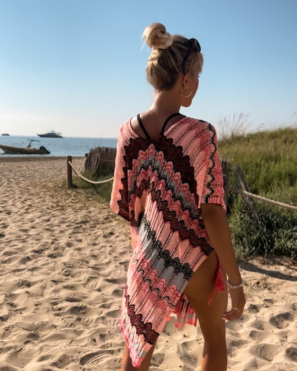 Boho Strandkleid Crochet Strick mit schönen Strickmuster 