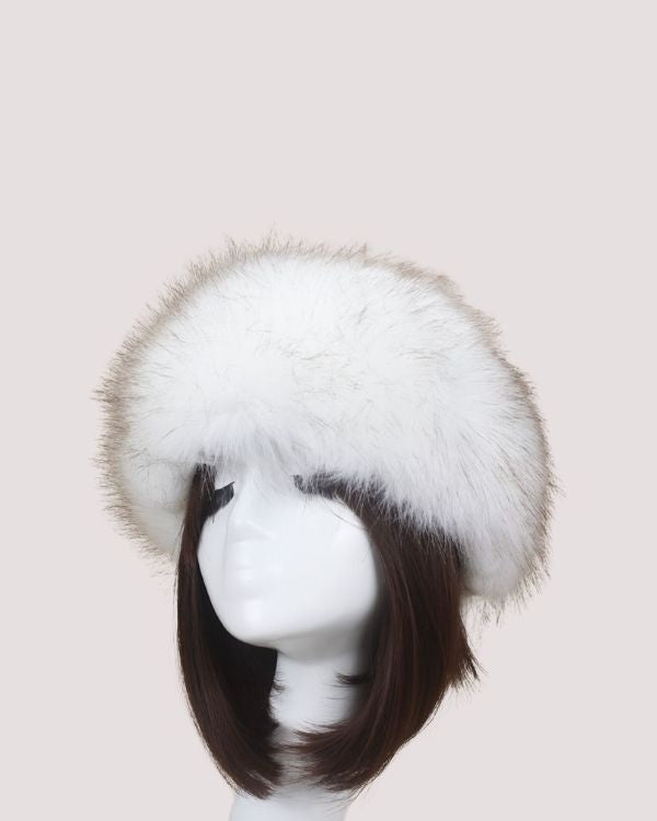 Damen-Stirnband 'Yrsa', Ohrenwärmer aus weissem Kunstfell, ideal für den Winter.