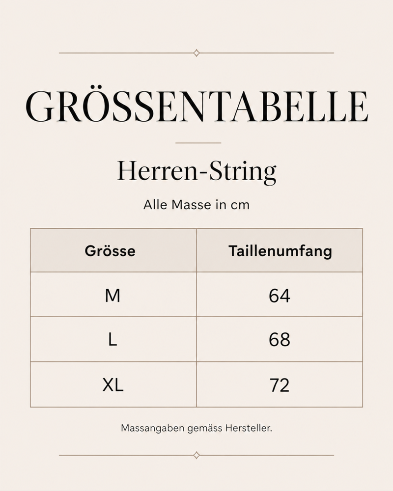 Herren String Groessentabelle 