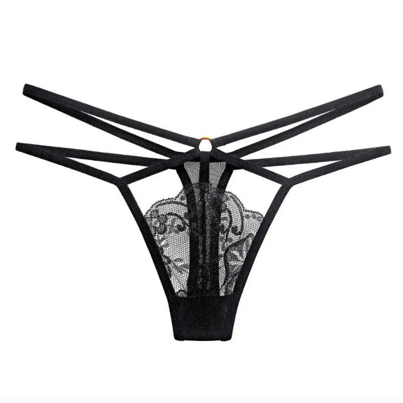 Spitze String Tanga mit Bändern auf der Seite - verführerischer Damen String 