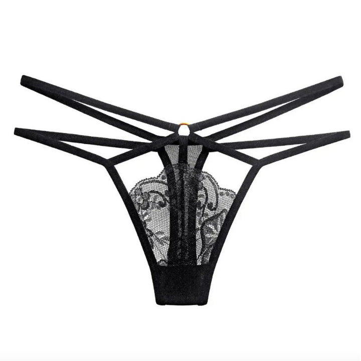 Spitze String Tanga mit Bändern auf der Seite - verführerischer Damen String 